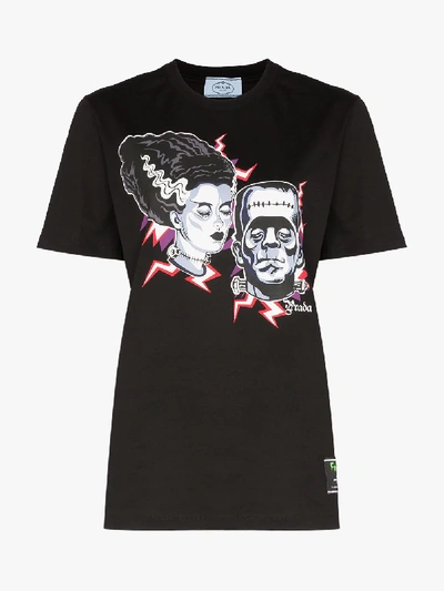 Shop Prada Frankenstein Print T-shirt In Black