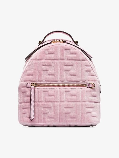 Shop Fendi Pink Velvet Ff Logo Backpack