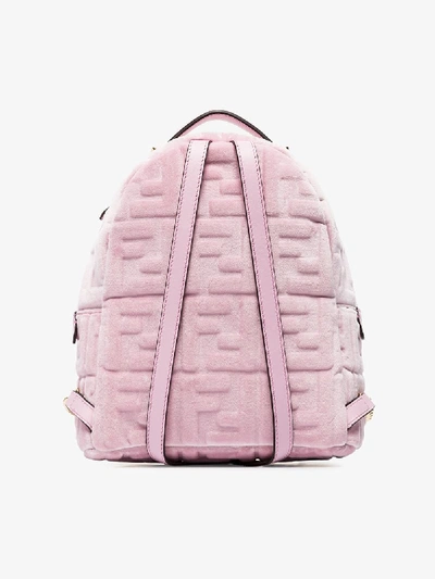 Shop Fendi Pink Velvet Ff Logo Backpack