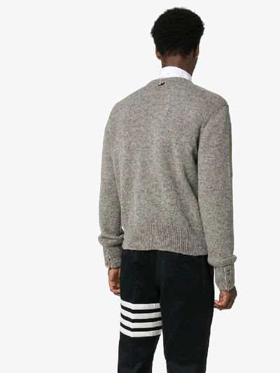 Shop Thom Browne Stripe Detail Sweater In Grey