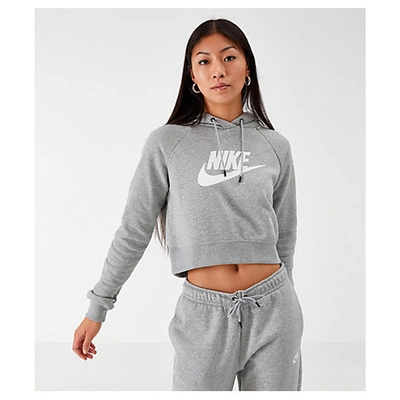 Shop Nike Women's Sportswear Essential Cropped Hoodie In Grey