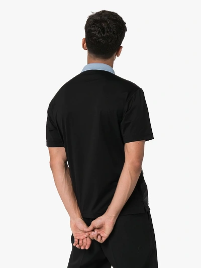 Shop Prada Contrast Collar Polo Shirt In 101 - Black