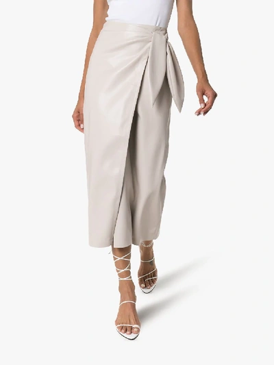 Shop Nanushka Amas Midi Wrap Skirt In Neutrals