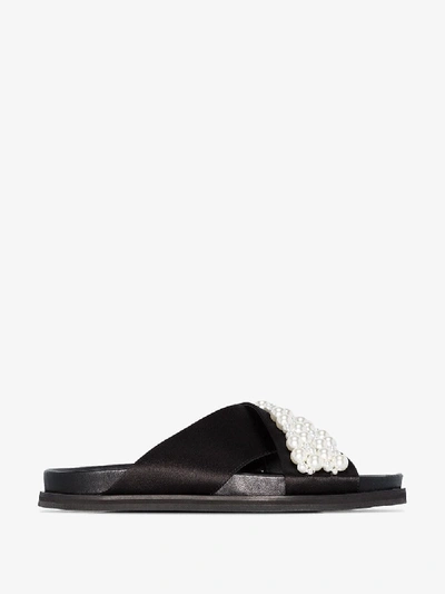 Shop Simone Rocha Black Pearl-embellished Slides In 101 - Black