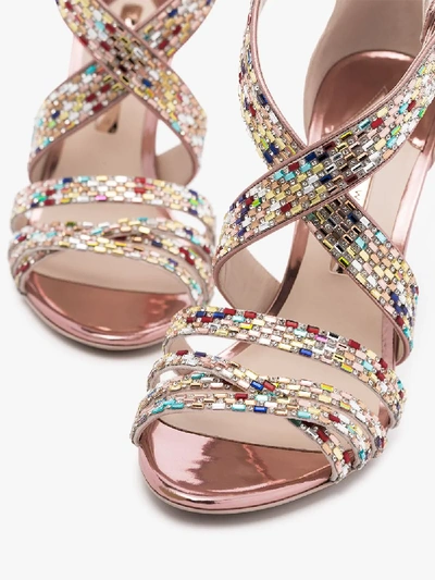 Shop Sophia Webster Multicoloured Danae 100 Crystal Sandals In 111 - Pink