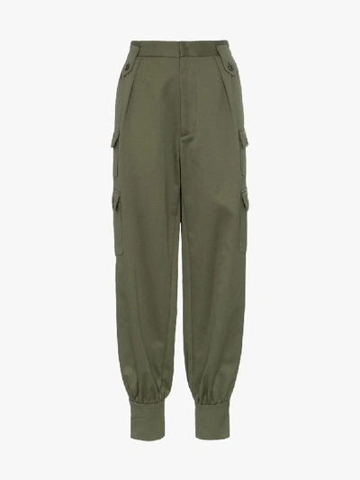 Shop Miu Miu High Waist Cargo Trousers In Green