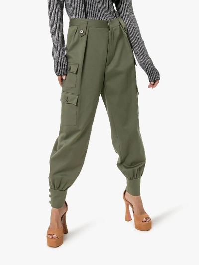 Shop Miu Miu High Waist Cargo Trousers In Green