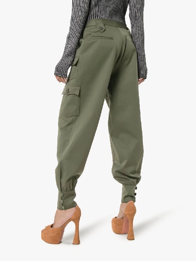 Shop Miu Miu High Waist Cargo Trousers In Green