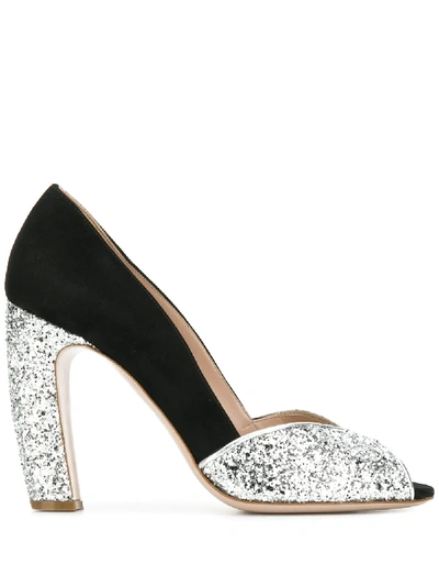 Shop Miu Miu Glitter Embellished Pumps - Black