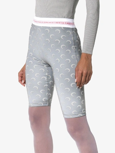 Shop Marine Serre All-over Moon Reflective Cycling Shorts In Grey
