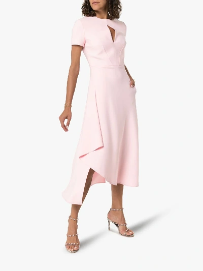 Shop Roland Mouret Ardmore Flared Midi Dress In Pink