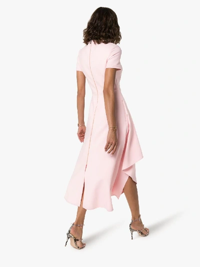 Shop Roland Mouret Ardmore Flared Midi Dress In Pink