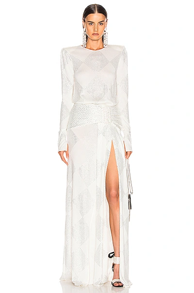 Shop Raisa Vanessa Strass Embelished Maxi Dress In White