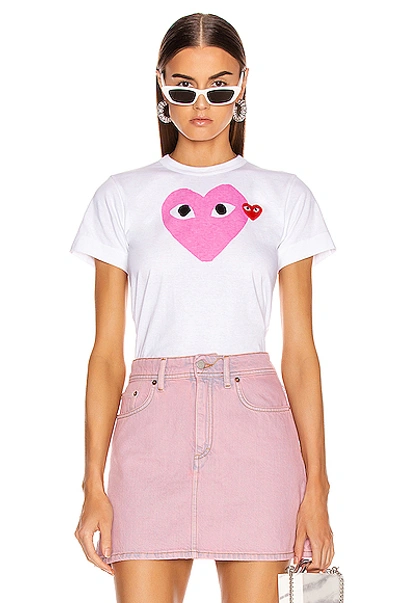 Shop Comme Des Garçons Play Red Heart Tee In Pink