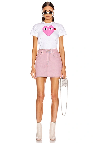 Shop Comme Des Garçons Play Red Heart Tee In Pink