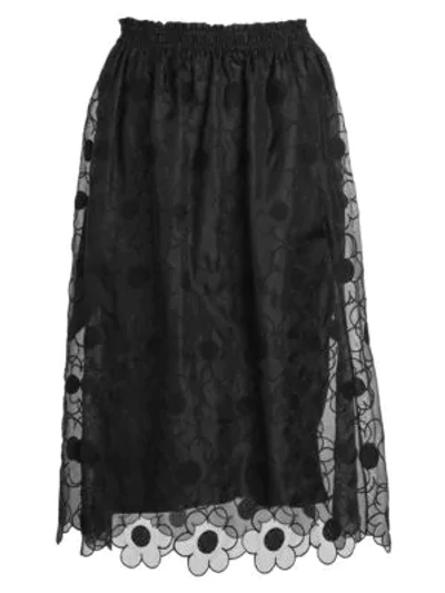 Shop Moncler Genius 4 Moncler Simone Rocha Dot Laced Woven Midi Skirt In Black