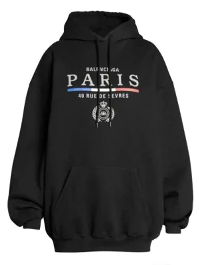 Shop Balenciaga Women's Paris Logo Hoodie In Noir