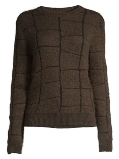 Shop Max Mara Croc-embossed Knit Sweater In Brown