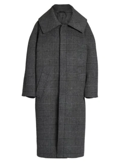 Shop Balenciaga Incognito Check Wool-blend Coat In Anthracite