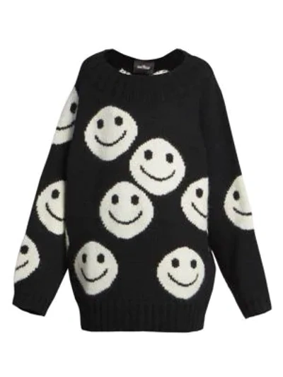 Shop Marc Jacobs The Marchive Redux Oversized Hand-knit Intarsia Sweater In Black