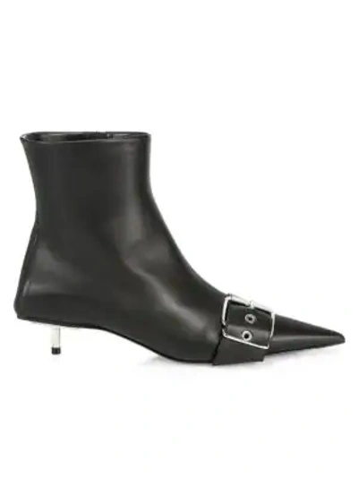 Shop Balenciaga Women's Belt Leather Ankle Boots In Black Nickel