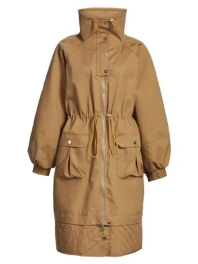 Shop Ganni Oversized Double Layer Coat In Tigers Eye