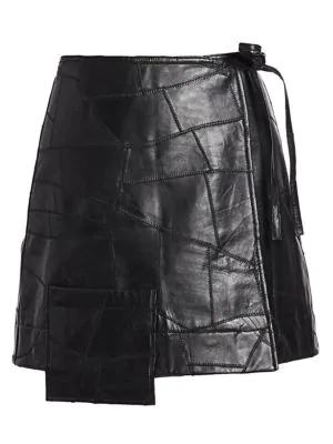 ganni leather wrap skirt