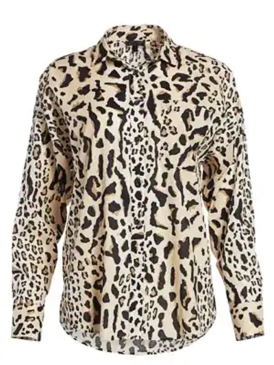 Shop Atm Anthony Thomas Melillo Women's Oversize Leopard-print Shirt In Camel Black