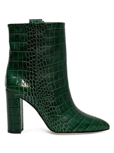Shop Paris Texas Croc-embossed Leather Ankle Boots In Green