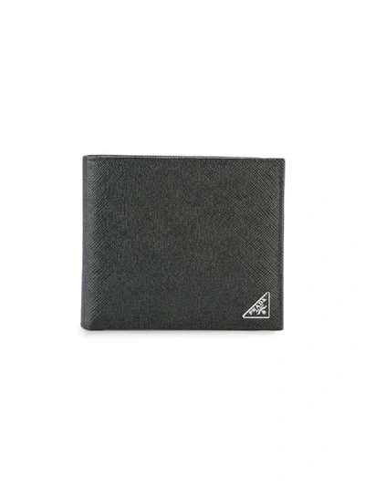 Shop Prada Saffiano Logo Wallet In Black