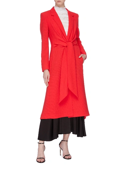 Shop Roland Mouret 'hollywell' Ruched Tie Waist Wool Crepe Coat