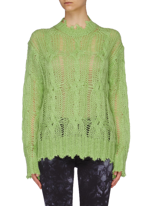 acne studios frayed cable knit sweater