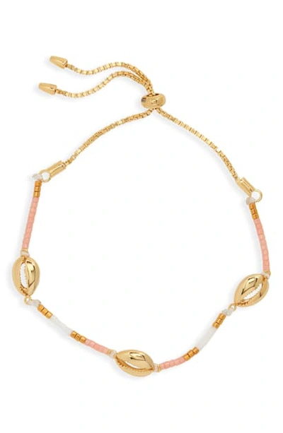 Shop Argento Vivo Seashell Charm Slider Bracelet In Coral/ Gold