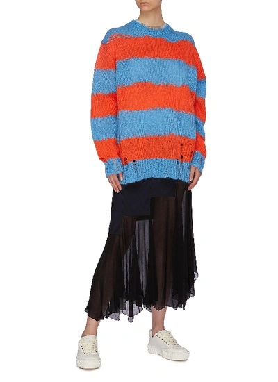 Shop Acne Studios Distressed Stripe Oversized Sweater