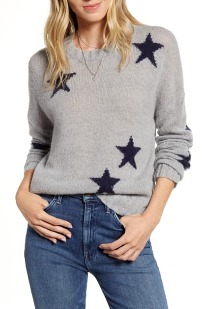 gray sweater with stars