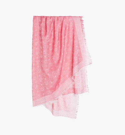 Shop Mcm Monogram Cotton Scarf In Pink Flambe