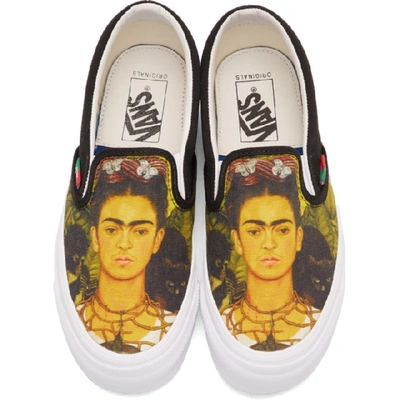 Shop Vans Black Vault Frida Kahlo Self Portrait Og Slip-on Sneakers In Blk Prnt