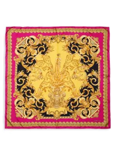 Shop Versace Baroque Femme Silk Scarf In Fuchsia