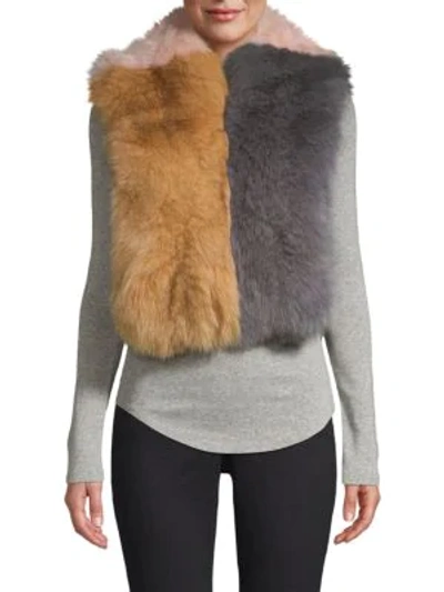 Shop Pologeorgis Women's Colorblock Fox Fur Scarf In Steel Grey