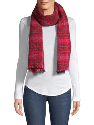 Shop Franco Ferrari Trikila Sparkle Plaid Scarf In Red