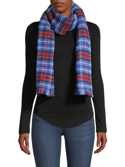 Shop Franco Ferrari Women's Trikila Sparkle Plaid Scarf In Blue