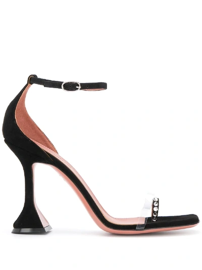 Shop Amina Muaddi Oya Sandals - Farfetch In Suede Black