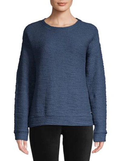 Shop Andrew Marc Boucle-knit Sweatshirt In Vintage Denim