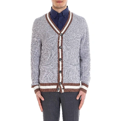 Shop Brunello Cucinelli Contrast Knitted Cardigan In Grey
