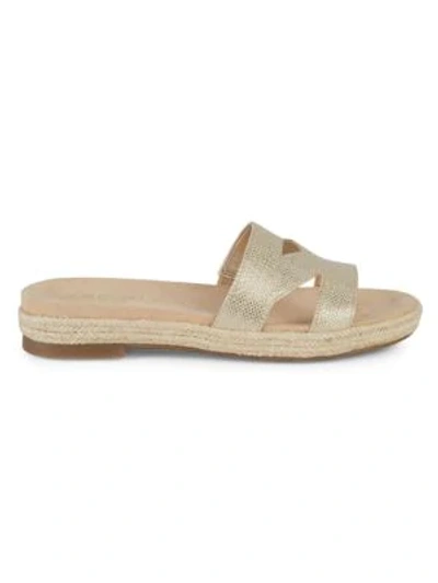 Shop Anne Klein Doris Leather Braided Slide Sandals In Light Gold