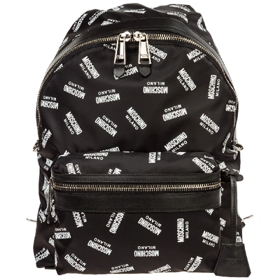 Shop Moschino Rucksack Backpack Travel  Logo All Over In Black