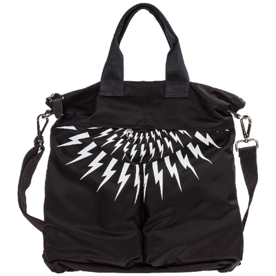 Shop Neil Barrett Men's Bag Handbag Nylon  Thunderbolt Fair-isle In Black