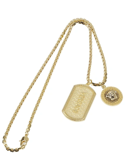 Shop Versace Medusa Pendants Tag Necklace In Gold