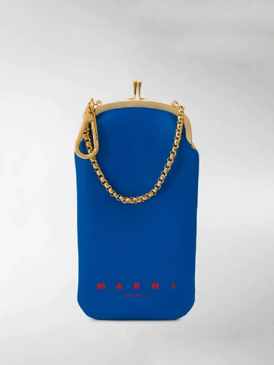 Shop Marni Logo Clasp Phone Case In Blue