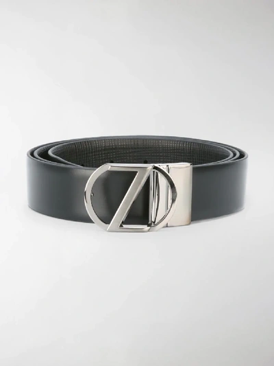 Shop Z Zegna Logo Buckle Belt In Black